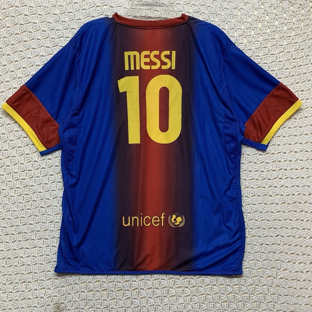 Barcelona Messi #10 Soccer Jersey Barca Shirt Men's Large La Liga Fútbol FIFA‎